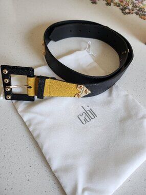 CABI ORNAMENT BELT LARGE #4593 BLACK/YELLOW BRAND NEW IN BAG